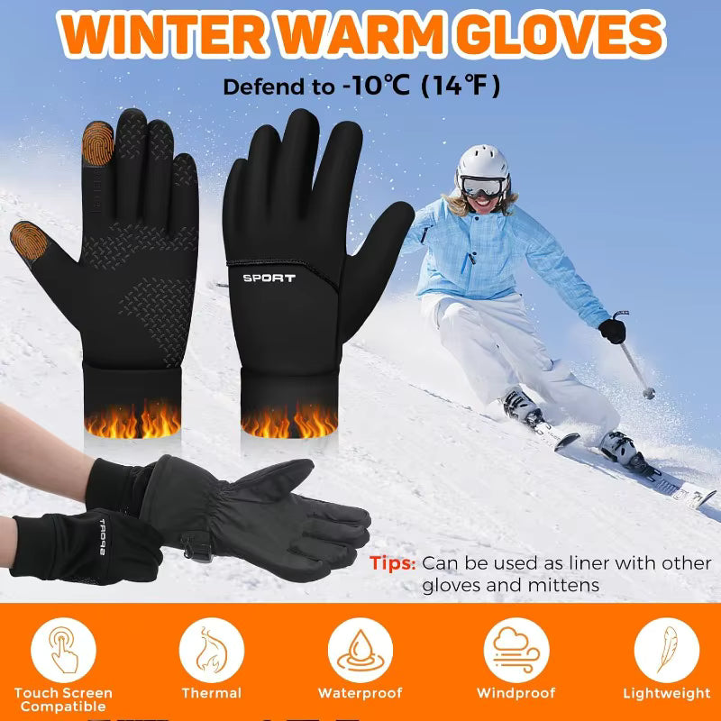Winter Touchscreen Gloves - Windproof Thermal Gloves for Running Skiing Cycling