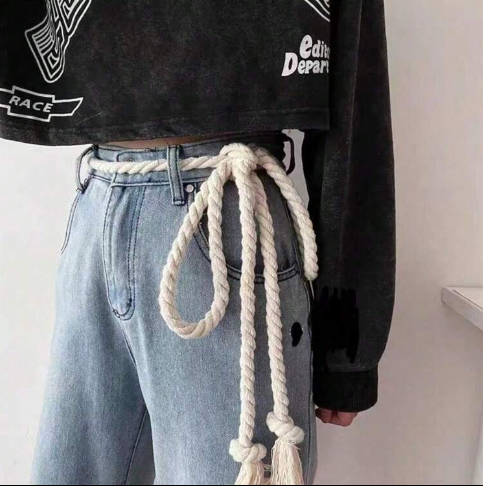 Vintage Braided Rope Belt - Unisex Woven/Men Style Accessory