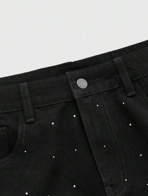 Street Life Rhinestone Cross Denim Jeans - Men's Premium Streetwear