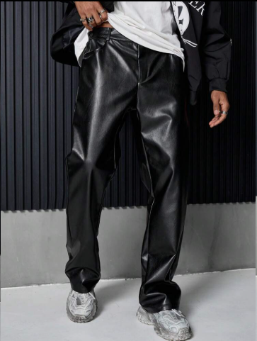 Men's PU Leather Jacket - Manfinity Streetrush American Streetwear